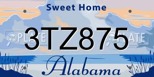 3TZ875 Alabama License Plate