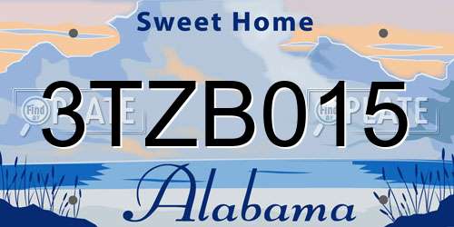 3TZB015 Alabama License Plate