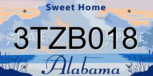 3TZB018 Alabama License Plate