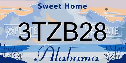 3TZB28 Alabama License Plate