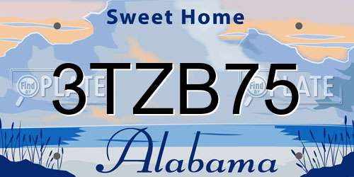 3TZB75 Alabama License Plate