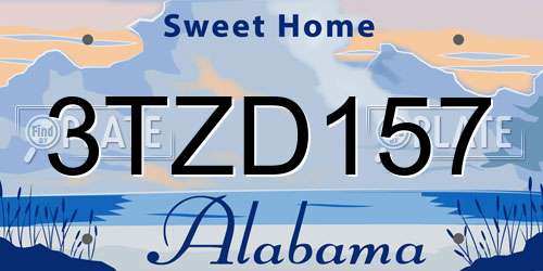 3TZD157 Alabama License Plate