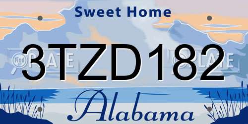 3TZD182 Alabama License Plate