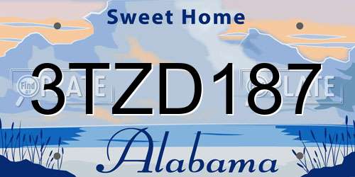 3TZD187 Alabama License Plate