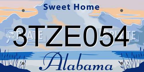 3TZE054 Alabama License Plate