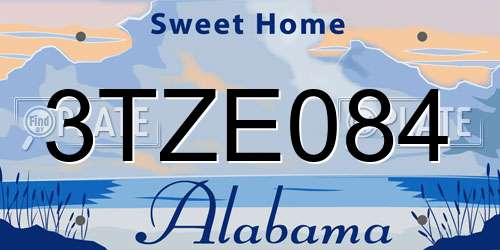 3TZE084 Alabama License Plate