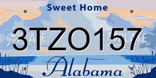 3TZO157 Alabama License Plate
