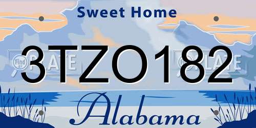 3TZO182 Alabama License Plate