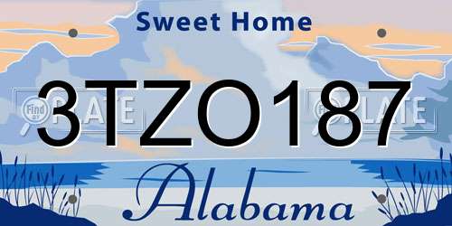 3TZO187 Alabama License Plate