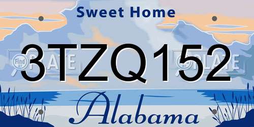 3TZQ152 Alabama License Plate
