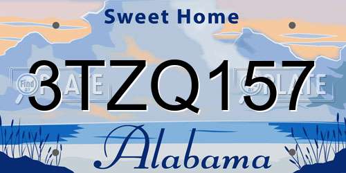 3TZQ157 Alabama License Plate