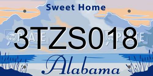 3TZS018 Alabama License Plate