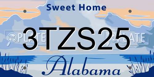 3TZS25 Alabama License Plate