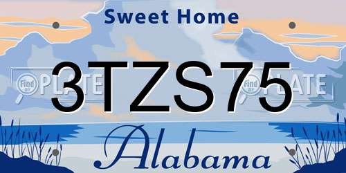 3TZS75 Alabama License Plate