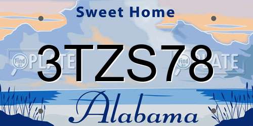 3TZS78 Alabama License Plate