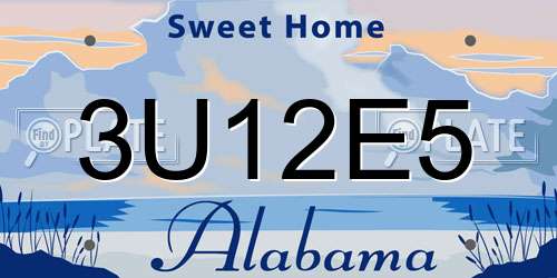 3U12E5 Alabama License Plate