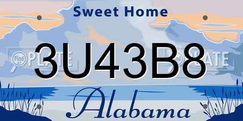 3U43B8 Alabama License Plate