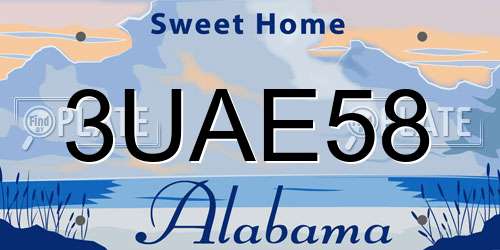 3UAE58 Alabama License Plate