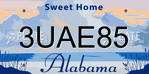 3UAE85 Alabama License Plate