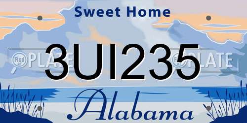 3UI235 Alabama License Plate