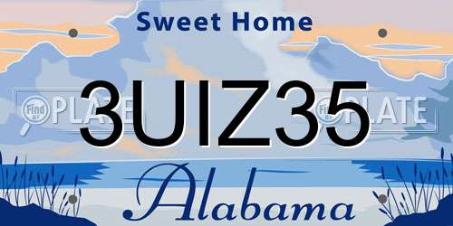 3UIZ35 Alabama License Plate