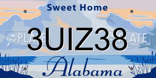 3UIZ38 Alabama License Plate