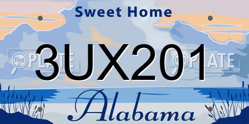 3UX201 Alabama License Plate