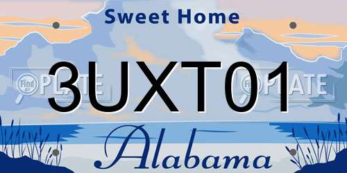 3UXT01 Alabama License Plate