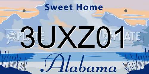 3UXZ01 Alabama License Plate