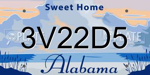 3V22D5 Alabama License Plate