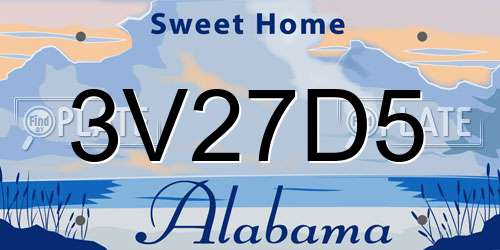 3V27D5 Alabama License Plate