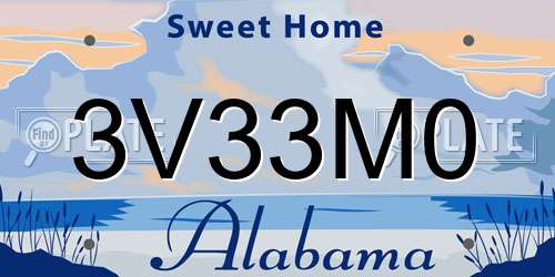 3V33M0 Alabama License Plate