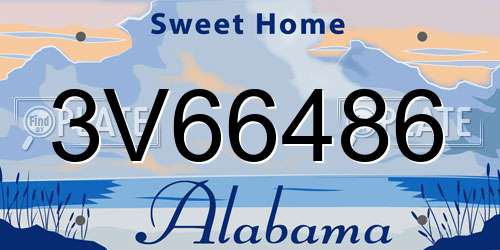 3V66486 Alabama License Plate