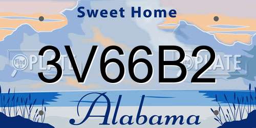 3V66B2 Alabama License Plate