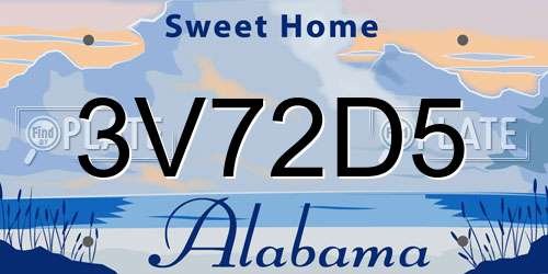 3V72D5 Alabama License Plate