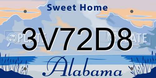 3V72D8 Alabama License Plate