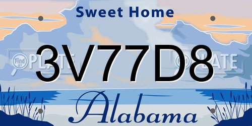 3V77D8 Alabama License Plate