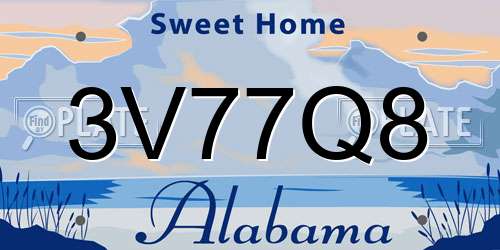 3V77Q8 Alabama License Plate