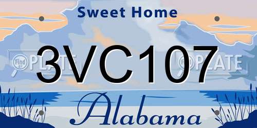 3VC107 Alabama License Plate
