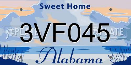3VF045 Alabama License Plate