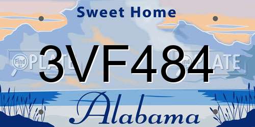 3VF484 Alabama License Plate
