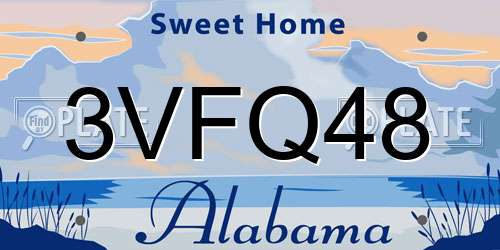 3VFQ48 Alabama License Plate