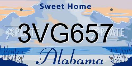 3VG657 Alabama License Plate