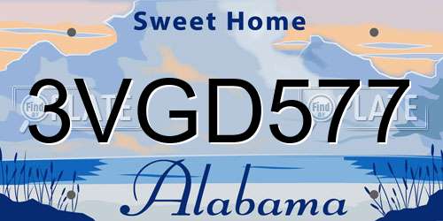 3VGD577 Alabama License Plate
