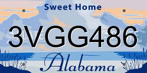 3VGG486 Alabama License Plate