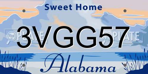3VGG57 Alabama License Plate