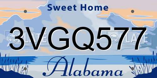3VGQ577 Alabama License Plate