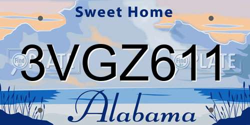 3VGZ611 Alabama License Plate