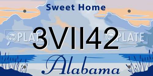 3VII42 Alabama License Plate