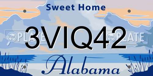 3VIQ42 Alabama License Plate